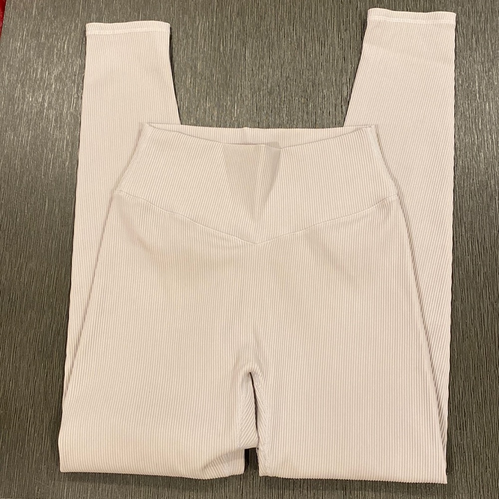 Buffbunny Material Girl Ribbed Legging Light Gray Size Large NWOT